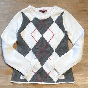 🌺 TAKEOUT Girls Argyle Front Pocket Sweater